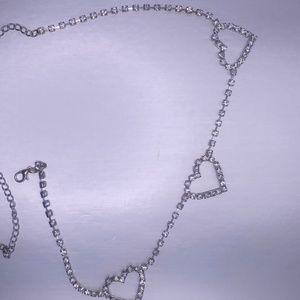 Gaudy Rhinestone Glitter Heart Choker Necklace, Chunky Sparkly Necklace SHEIN
